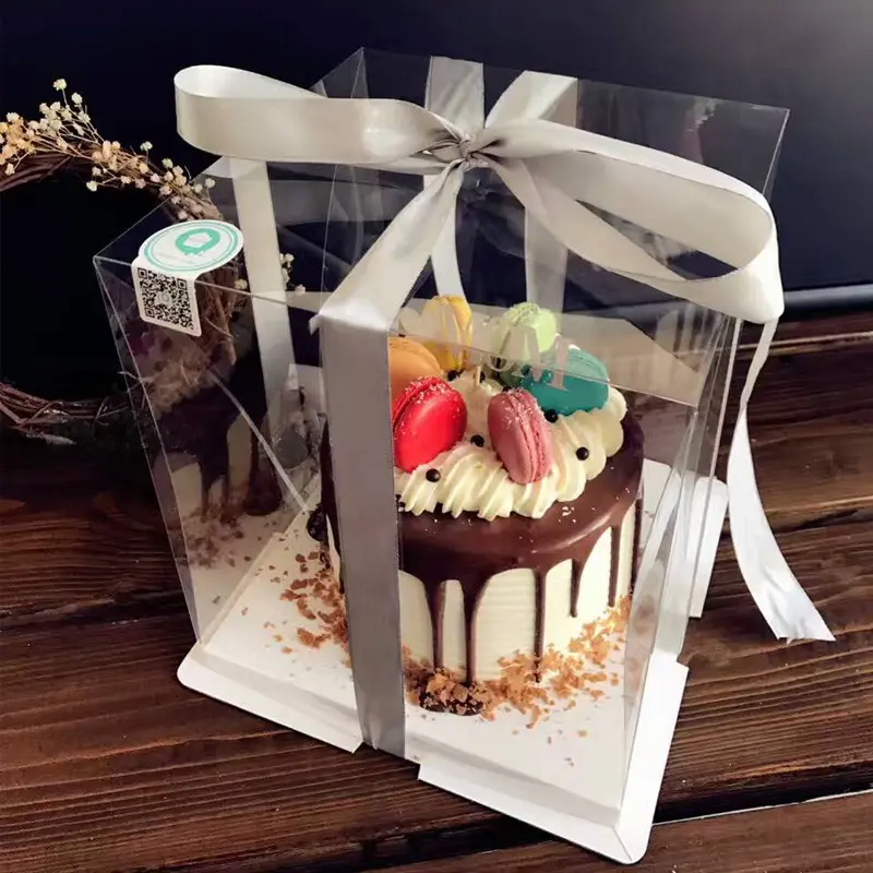 Farklı tasarım pasta kutusu ambalaj plastik şeffaf kek kutusu cajas de embalaje