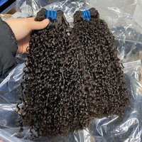 Extensions de cheveux humains brésiliens Afro Kinky Curly Grade 12A, double trame machine, boucles noires naturelles, Remy vierge, sans perte, pour tissage