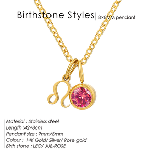 Collar con Piedra de Nacimiento de los 12 Signos del Zodiaco, Juego de Collares de Acero Inoxidable, Collar con Colgante DIY, Regalo de Aniversario o Cumpleaños para Mujer - Product Image 2