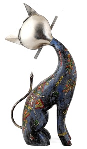 Nirmala Handicrafts - Estatua de Gato Sentado de Metal, Diseño Antiguo, Decoración Creativa para Mesa, de Rajasthan - Regalo para Bodas y Cumpleaños - Product Image 3