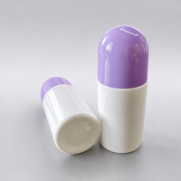 Flacon roll-on déodorant en plastique PP 60 ml, emballage cosmétique avec impression sérigraphique, forme cylindrique, bouchon à vis