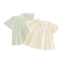 Chemisier ample pour bébés filles, style rustique, broderie florale, haut tendance pour tout-petits, vêtements décontractés pour enfants