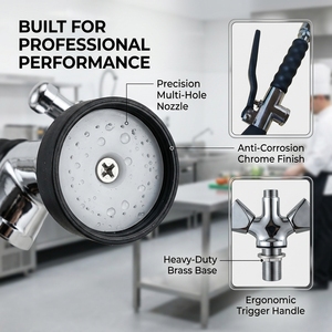 Robinet de pré-évier mural commercial avec douchette extractible en laiton pour cuisine industrielle - Product Image 4