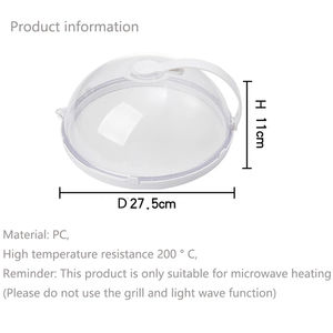 Couvercle de plaque pour micro-ondes Couvercle anti-éclaboussures avec poignée d'évents à vapeur Couvercle de nourriture pour micro-ondes Matériau PC de qualité alimentaire sans BPA - Product Image 4