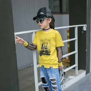 Nouveautés 2017 : T-shirts respirants à ourlet incurvé et manches patchwork de la marque Hot Rock pour filles - Product Image 3