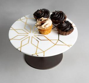 Venta al por mayor de soporte de la torta espaciador de la torta de polvo de oro metálico para el evento del banquete de boda y restaurante - Product Image 2