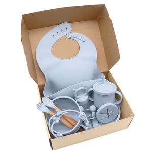 OEM/ODM BPA Free Silicone Feeding <strong>Set</strong> Children Tableware Bib Bowl Spoon Suction <strong>Baby</strong> Plate <strong>Set</strong> - Product Image 1