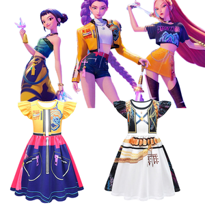 Costume da Cacciatrice di Demoni per Bambine, Stampa 3D Cartoon, Vestito Cosplay Rumi con Maniche a Volant, Abbigliamento per Halloween e Danza, 4-10 Anni - Product Image 4
