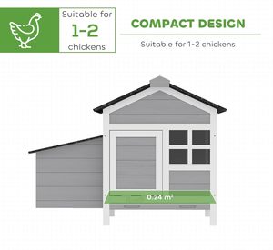 Poulailler compact en bois pour poules avec plateau métallique extractible, nichoir, résistant aux intempéries, ventilé, pour 1-2 poules - Product Image 2