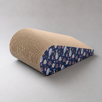 YAOYUE Griffoir pour chat en carton ondulé en forme de goutte d'eau, motif océan bleu marine profond, 43x19x15cm