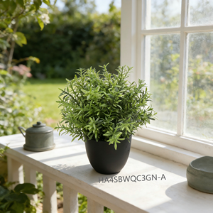 Bonsaï artificiel de 24 cm, type <span class=keywords><strong>romarin</strong></span>, en pot noir, pour décoration de petits espaces, étagères et jardins - Product Image 1