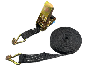 Hebilla de trinquete de correa de poliéster negro de 25mm con ganchos en J, correa de tensión eficiente para amarre de carga y coche de salvamento - Product Image 5