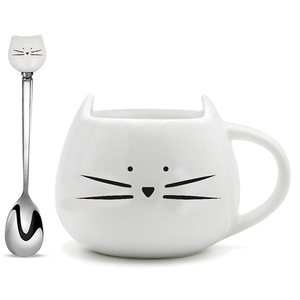 Lindo gato de cerámica taza de café 12 oz amantes de los gatos gatito tazas de té regalos para mujeres niñas Negro - Product Image 5