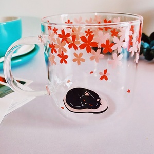 Hàn Quốc Nhật Bản Màu Hồng Sakura Mèo Dễ Thương Mèo Con Cô Gái Cốc Thủy Tinh Cốc Sữa - Product Image 4