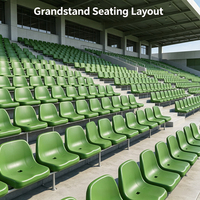 Siège de stade économique en plastique PP et aluminium 445x396x300mm, résistant aux UV, empilable, pour gradins et tribunes, directement de l'usine