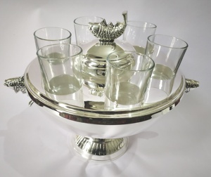 Ottone EPNS ciotola di caviale <span class=keywords><strong>argento</strong></span> placcato con bicchierino di <span class=keywords><strong>vetro</strong></span> con antico look in ottone ciotola di caviale - Product Image 2