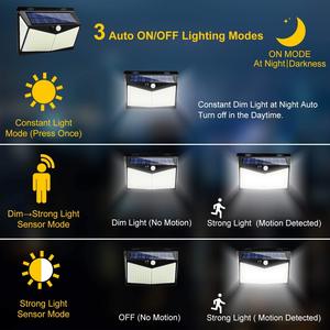 Lampes solaires d'extérieur Factory 208LED, étanches, super lumineuses, angle de 270°, IP65, avec capteur, pour jardin - Product Image 2