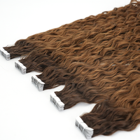 Extensiones de Cabello Virgen Ruso con Cinta Adhesiva Invisible, Cabello Humano 100% Ondulado, Fábrica LanXun