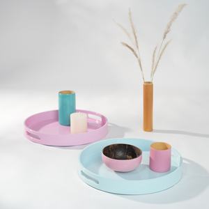 Bandejas de Servicio de Laca Contemporáneas con Asas, Bandejas Apilables de Alto Brillo para Comedor, Servicio de Té y Exhibición - Product Image 3