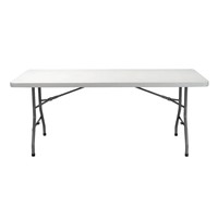 Ensemble de table et chaises pliantes carrées portables d'extérieur en gros - Longueur 6 pieds, en plastique blanc, design moderne, pour usage en cour, réglable