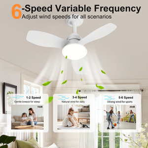 24.4" White <b>Ceiling</b> Fan with <b>Light</b> Dimmable LED APP & <b>Remote</b> <b>Control</b>, Flush Mount for Bedroom Living Room Covered Patio - Product Image 3