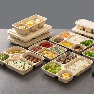 9X3.1英寸外卖大型聚乳酸衬里铰链容器可堆肥，由每年可再生和天然纤维制成 - Product Image 3