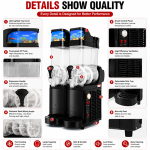 Máquina Comercial de Granizados, Dispensador de Bebidas Congeladas de 15L con Tanque Doble/Triple, Máquina para Hacer Granizados, Dispensador de Margaritas y Smoothies para Bares y Cafeterías - Product Image 3