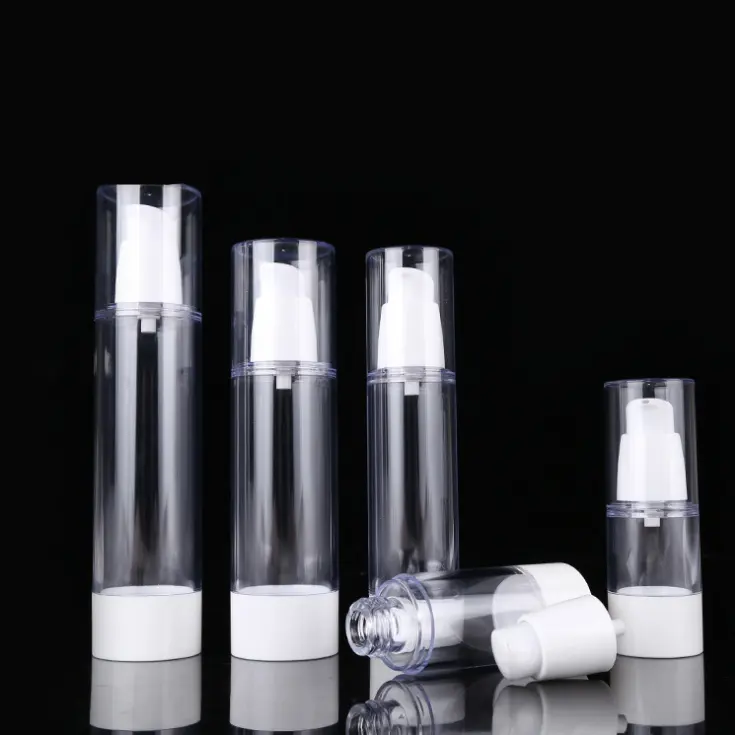 Botella de suero vacía de plástico transparente, 15ml, 30ml, 50ml, embalaje de bomba sin aire, contenedor de vacío de alta calidad