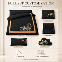Ensemble de literie brodé sur mesure OEM ODM, housse de couette de luxe, taie d'oreiller, drap de lit, logo personnalisé, ensemble de literie floral pour hôtel et maison