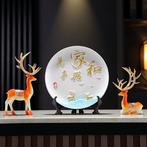 Figurines décoratives d'entrée en résine époxy artistique Lucky Elk Home Wanshixing, luxe léger, moderne, décoration de séparation de salon chaleureuse - Product Image 4