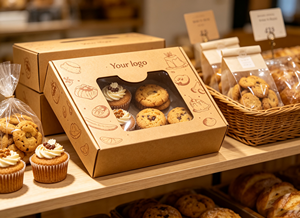 Caja de Panadería de Papel Kraft con Logotipo Personalizado, Ventana Transparente, Plegable, de Grado Alimenticio, para Cupcakes, Galletas, Pasteles y Postres, Venta al Por Mayor - Product Image 6