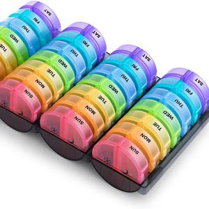 กล่องจัดยาแบบพกพาขนาดใหญ่ 56 ช่อง สีสันสดใส สำหรับจัดเก็บยาประจำเดือน ขายดี - Product Image 1