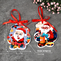 Adornos Colgantes de Cerámica con Diseño de Camión Navideño y Santa Claus, Impresión UV HD Personalizada, 9.1x11.4cm, 0.4cm de Grosor, Estilo Moderno, Ecológico