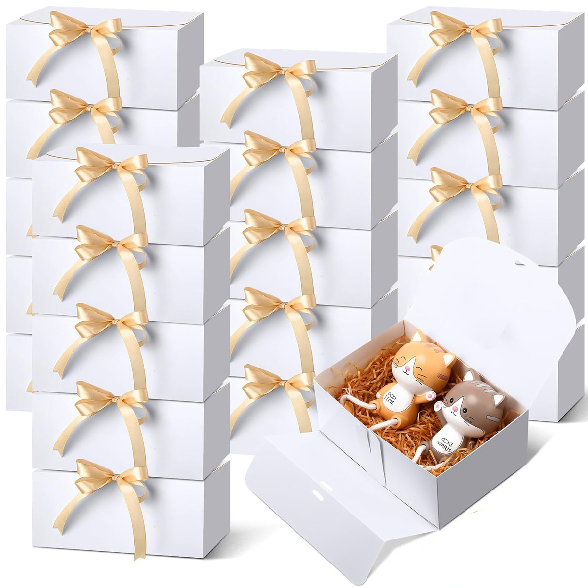 Caja de regalo blanca (cinta dorada)