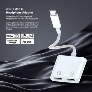 Vente en gros 2 en 1 Type C mâle vers prise casque 3.5mm Type C femelle convertisseur adaptateur convertisseur avec port de charge femelle Type C - Product Image 3