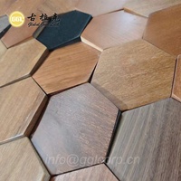 Carreaux de mosaïque en bois de modèle 3D de forme d'hexagone