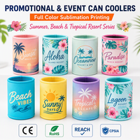 Support de canette promotionnel en néoprène 7 mm, sublimation couleur intégrale, pour fêtes sur la plage, stations balnéaires, barbecues et événements australiens