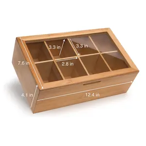 أنماط مختلفة من صناديق الشاي الخشبية تدعم 8 أقسام خشبية مخصصة مع غطاء صندوق شاي خشبي 6 أقسام