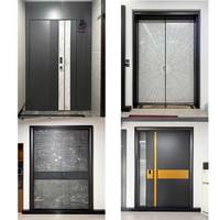 Portes d'entrée extérieures pivotantes modernes en métal, aluminium et fer, anti-effraction, pour villa, maison, fabrication sur mesure, directement de l'usine.