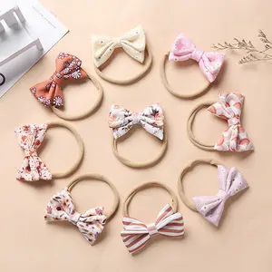 Hersteller Großhandel Mädchen Haarband Kinder Haarschmuck Retro Style Säugling Elastische Haar bänder Bogen Stirnband Für Kinder