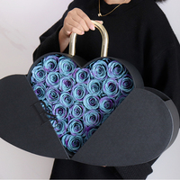 Vente en gros de boîtes en forme de cœur faites à la main pour ranger des roses conservées, ouvrables, en forme de sac à main, pour anniversaire, Saint-Valentin, Noël