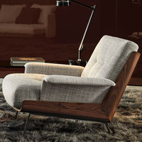 Canapé individuel DaiKi, fauteuil de loisir, accoudoir design, villa, balcon, salon, cuir véritable, meubles de maison italiens personnalisés, légers