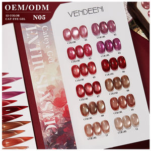 Vendeeni OEM/ODM Esmalte en Gel para Uñas Ojo de Gato 15 ml, 12 Colores, No Tóxico, de Marca Propia, Gema Cristal Rojo Brillante Efecto Vidrio - Product Image 2