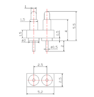 Connecteur Pogo Pin mâle 2 broches 7,5 mm en laiton plaqué or pour PCB, modèle 2P-2.5PH-7.5H, homologué 12V, fournisseur chinois