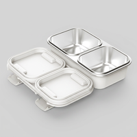 Mikrowellengeeignete Edelstahl-Bento-Box mit Keramikbeschichtung Auslaufsichere Lunchbox für Erwachsene und Kinder 800ml Tragbarer Lebensmittelbehälter