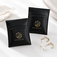 Pochette portefeuille enveloppe en cuir PU noir matelassée avec logo personnalisé, fermeture à rabat, OEM