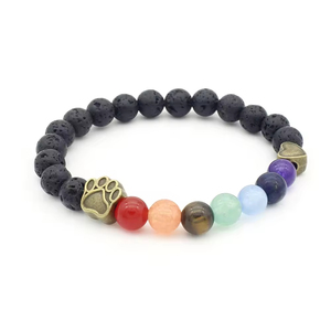 Braccialetto Vintage con 7 Chakra in Agata per Guarigione, Yoga, Meditazione, Diffusore Elastico per Uomo e Donna - Product Image 5