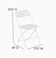 Chaises pliantes d'extérieur portables en métal noir et blanc à dossier plat, design moderne, garantie 1 an, idéales pour les événements
