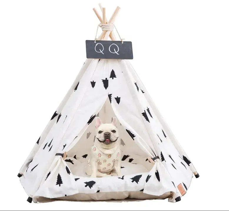 Teepee per animali domestici con cuscino, letto tenda per cani da gatto Teepee, casa per cani e gatti al coperto per cani e gatti con borsa per il trasporto