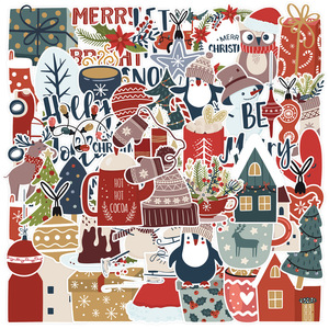 <span class=keywords><strong>2022</strong></span> nouveau 50Pcs Festival Décoratif Autocollants Pour Le Cadeau de <span class=keywords><strong>Noël</strong></span> De Bande Dessinée Fenêtre Mur Livre Étanche Nouvel An Autocollant - Product Image 1